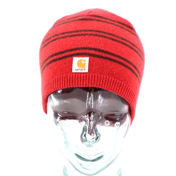 Vintage Carhartt Spell Out Reversible Beanie Red